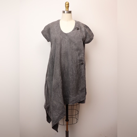 Forme D'expression Italian Made Linen Short Sleeve Tunic Top - Picture 10 of 14